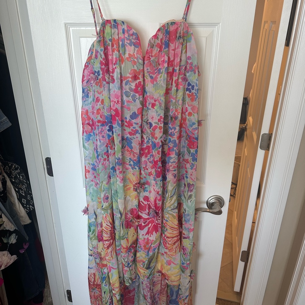 NBD floral high-low flowy dress